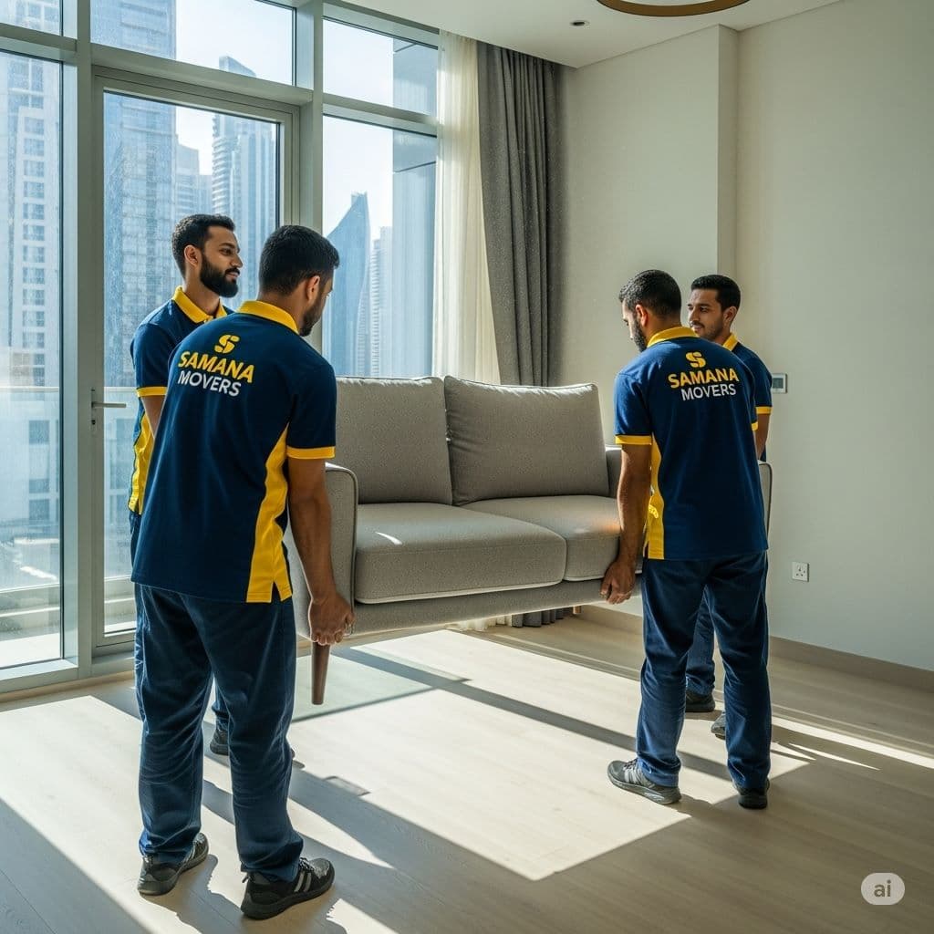 Samana Movers apartment movers in UAE handling sofa